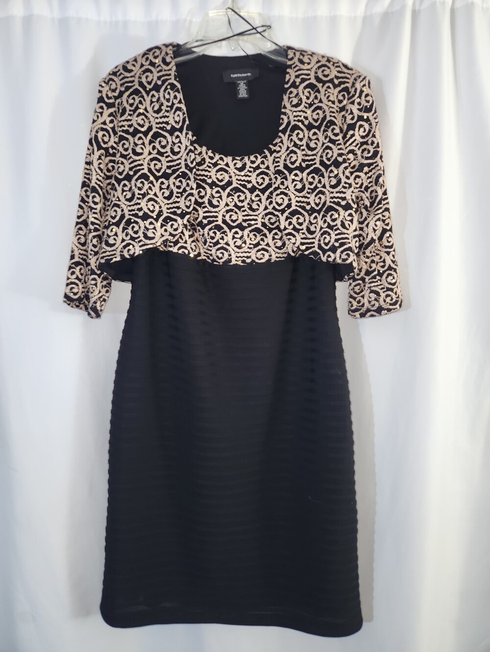 Black Dress with Cream Patterned Overlay #chic #sophisticated #cocktail #formal
